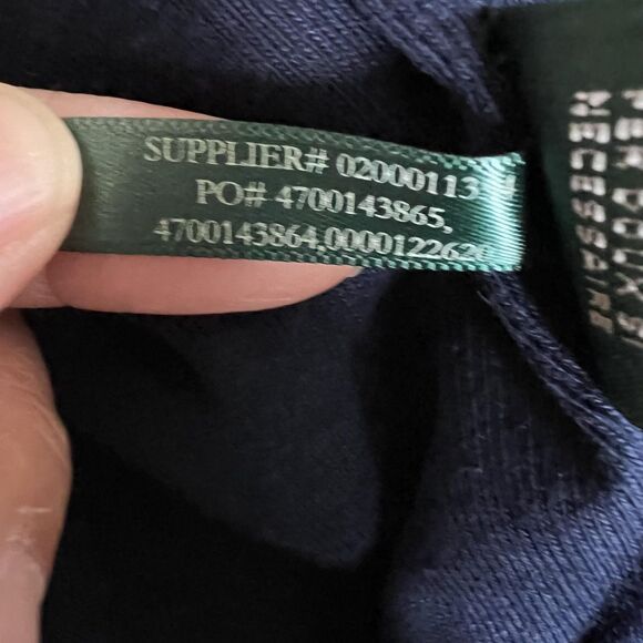 Lauren Ralph Lauren Dress Womens Medium Navy Stripe Button Shoulder Boatneck - Picture 14 of 14